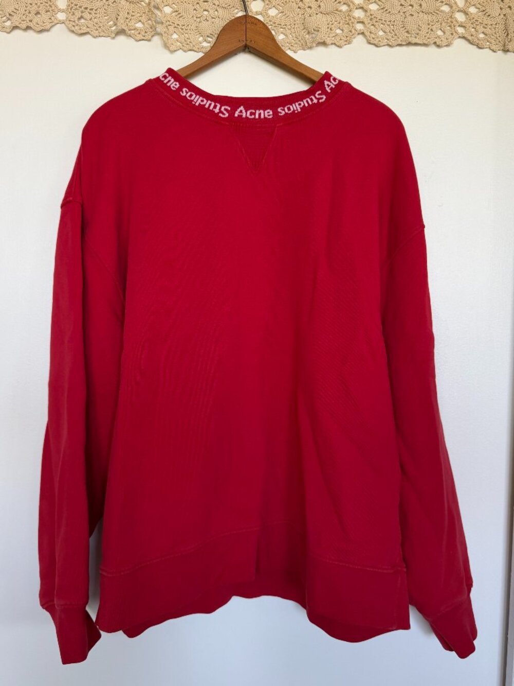 Acne Studios Red Collar Logo Sweatshirt (XS)